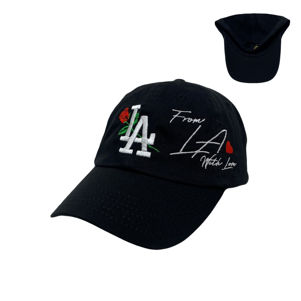 Los Angeles LA Rose With Love Heart Slouch Dad Hat